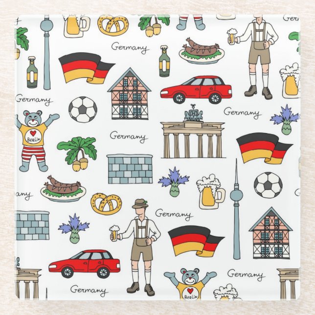 Dessous-de-verre En Verre Motif de symboles de l'Allemagne | (Devant)