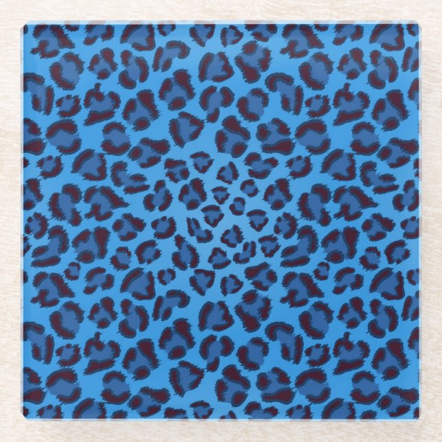 Dessous-de-verre En Verre motif de texture de léopard bleu (Devant)
