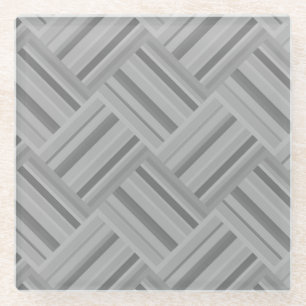 Dessous-de-verre En Verre Motif de tissage en diagonale rayures grises