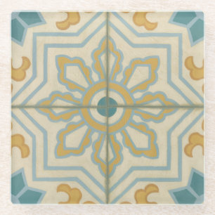 Dessous-de-verre En Verre Motif décoratif de tuile de Vieux Monde