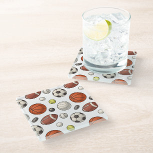 Dessous-de-verre En Verre Motif d'équipements sportifs