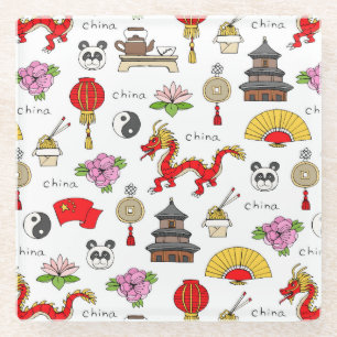 Dessous-de-verre En Verre Motif des symboles chinois
