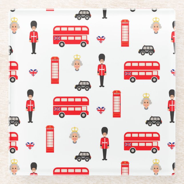 Dessous-de-verre En Verre Motif des symboles d'Angleterre (Devant)