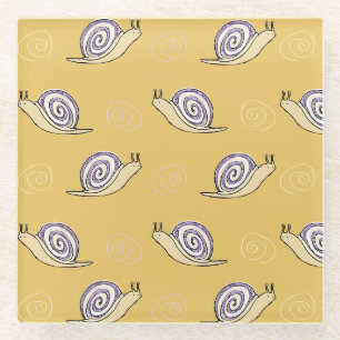 Dessous-de-verre En Verre Motif d'escargots et de torrents illustrés