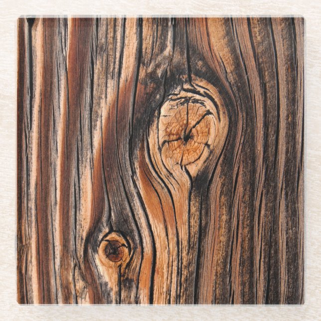 Dessous-de-verre En Verre Motif du grain de bois (Devant)