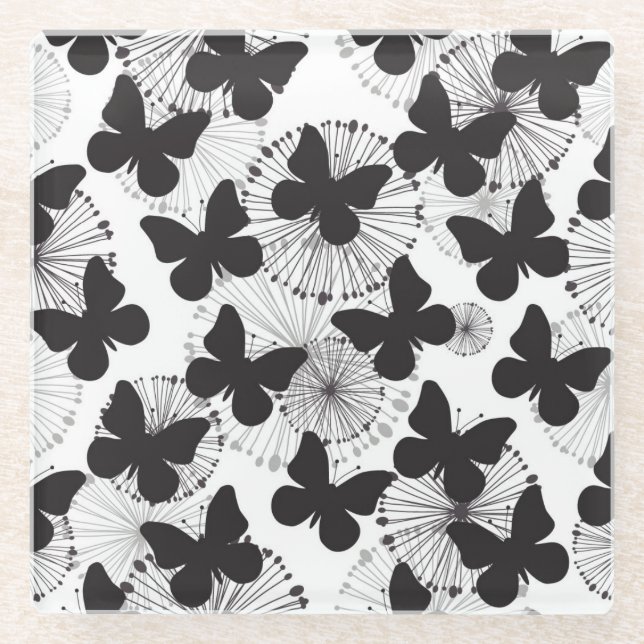 Dessous-de-verre En Verre motif d'un papillon (Devant)