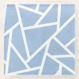 Dessous-de-verre En Verre Motif en mosaïque bleu pâle et blanc