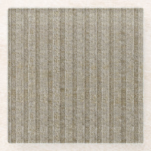 Dessous-de-verre En Verre Motif en tricot rayé Jersey dans un beige doux