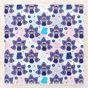 Dessous-de-verre En Verre motif exotique de paon de l'Inde