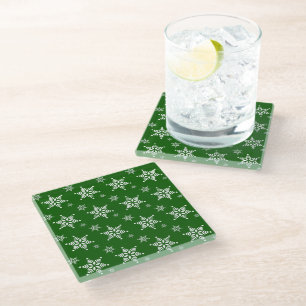 Dessous-de-verre En Verre Motif Flocon de Neige, Flocons de Neige Blancs, Ne