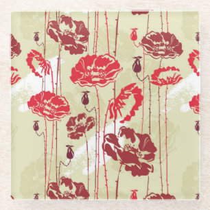 Dessous-de-verre En Verre Motif floral 2 d'élégance abstraite