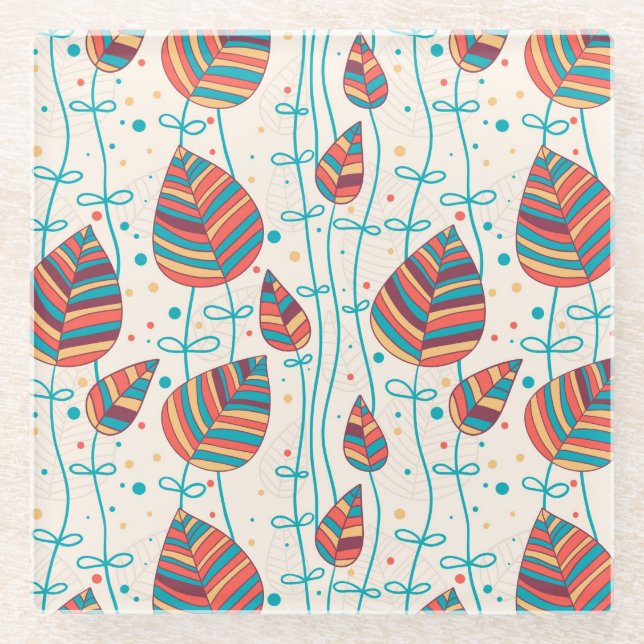 Dessous-de-verre En Verre Motif floral 5 2 (Devant)