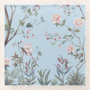 Dessous-de-verre En Verre Motif floral antique bleu