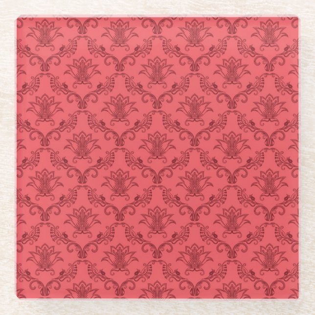 Dessous-de-verre En Verre Motif floral de damassé (Devant)