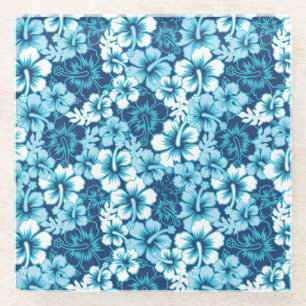 Dessous-de-verre En Verre Motif floral de ketmie de surf