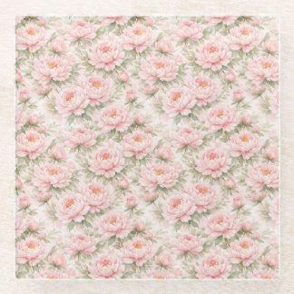Dessous-de-verre En Verre Motif floral sans couture de pivoine à l'aquarelle