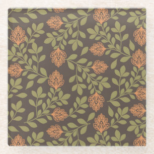 Dessous-de-verre En Verre Motif floral vintage avec tulipes orange
