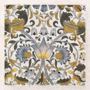 Dessous-de-verre En Verre Motif floral William Morris Lodden : bleu or