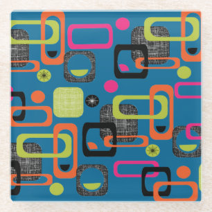 Dessous-de-verre En Verre Motif géométrique moderne du milieu du siècle f