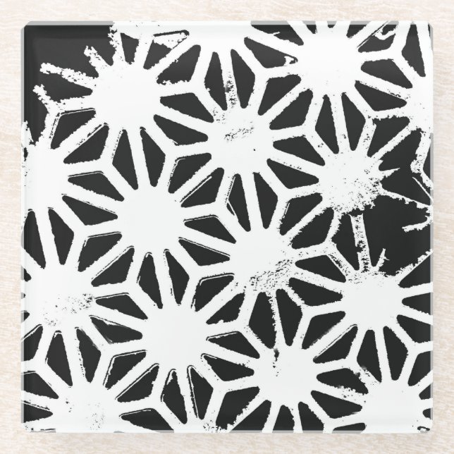 Dessous-de-verre En Verre Motif géométrique noir et blanc (Devant)