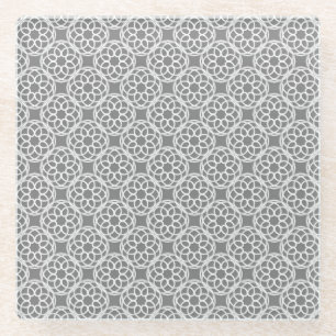 Dessous-de-verre En Verre Motif gris blanc géométrique