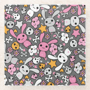 Dessous-de-verre En Verre motif gris de kawaii