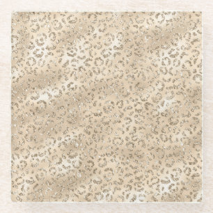 Dessous-de-verre En Verre Motif imprimé de peau de léopard guépard Animal