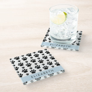 Dessous-de-verre En Verre Motif mâle, Patrouilles de chien, Noir et Blanc, V