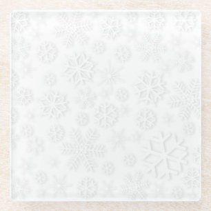 Dessous-de-verre En Verre Motif minimaliste de flocons blancs