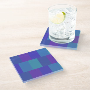 Dessous-de-verre En Verre Motif moderne à palette bleue