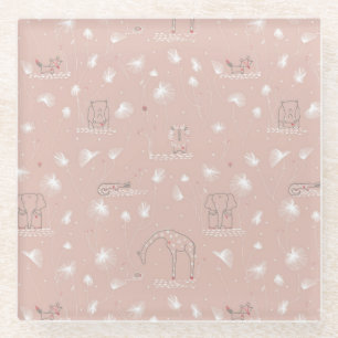 Dessous-de-verre En Verre motif montrant les animaux mignons de jungle de