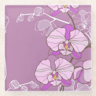 Dessous-de-verre En Verre Motif pourpre d'orchidée