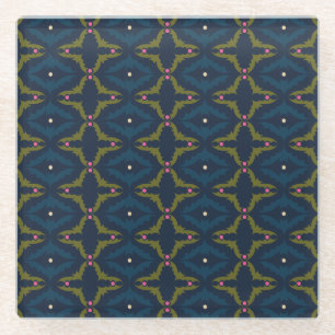 Dessous-de-verre En Verre Motif Rétro Vintage Deep Blue