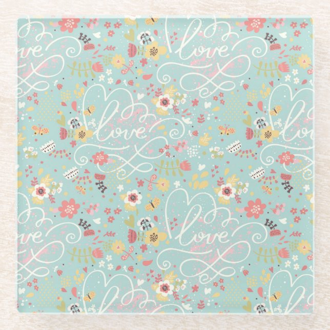 Dessous-de-verre En Verre Motif romantique lumineux moderne (Devant)