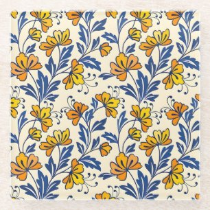Dessous-de-verre En Verre Motif sans couture époustouflant de fleurs et de f