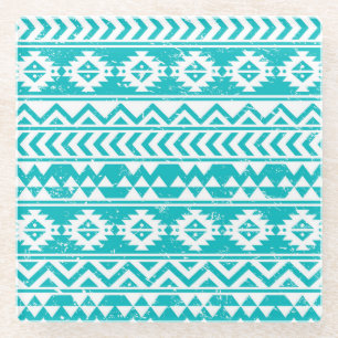 Dessous-de-verre En Verre Motif tribal Turquoise Grunge Aztec