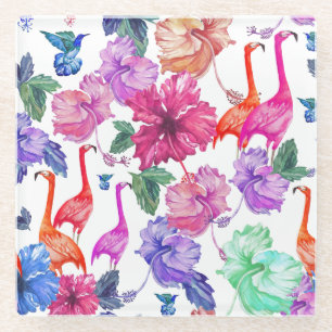 Dessous-de-verre En Verre Motif tropical d'aquarelle