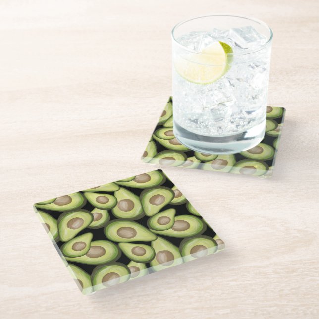 Dessous-de-verre En Verre Motif Vegan Avocado frais et gourmand (Incliné)