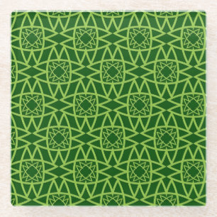 Dessous-de-verre En Verre Motifs géométriques verts élégants