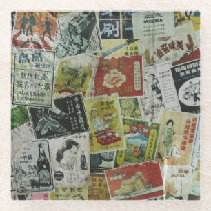 Dessous-de-verre En Verre Mur publicitaire vintage de Hong Kong.