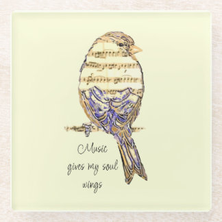 Dessous-de-verre En Verre  Music gives my soul wings Sparrow Bird