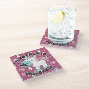 Dessous-de-verre En Verre Mustachio Unicornio !