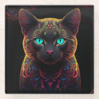 Mystic Neon Mandala Chat Psychedelic Feline Imagin