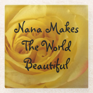 Dessous-de-verre En Verre Nana Fait Du Monde Une Belle Fleur De Rose Jaune