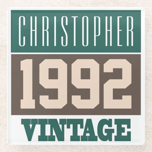 Dessous-de-verre En Verre Né en 1992 avec le nom chrétien (Devant)