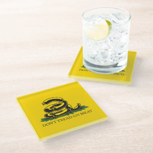 Dessous-de-verre En Verre Ne marchez pas sur la viande drôle Gadsden drapeau