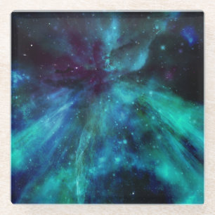 Dessous-de-verre En Verre Nebula pourpre Turquoise N