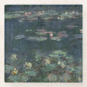 Dessous-de-verre En Verre Nénuphars de Claude Monet   : Réflexions vertes