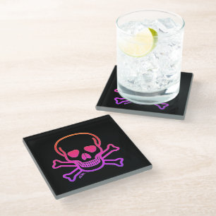 Dessous-de-verre En Verre Neon Crâne n os dessous de verre en verre noir