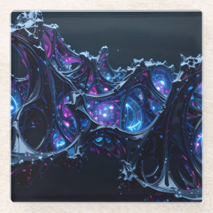 Dessous-de-verre En Verre Neon Nexus : Structure Techno-Organique Intertissé